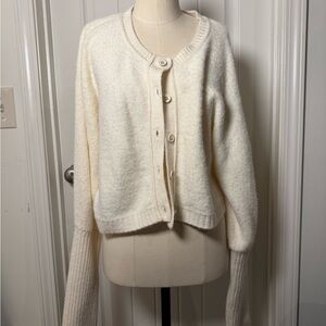 Pilcro Cream Button-Up Cardigan